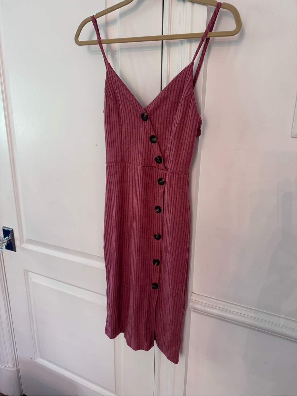 Windsor Mauve Ribbed Knit Button Front Dress Size M